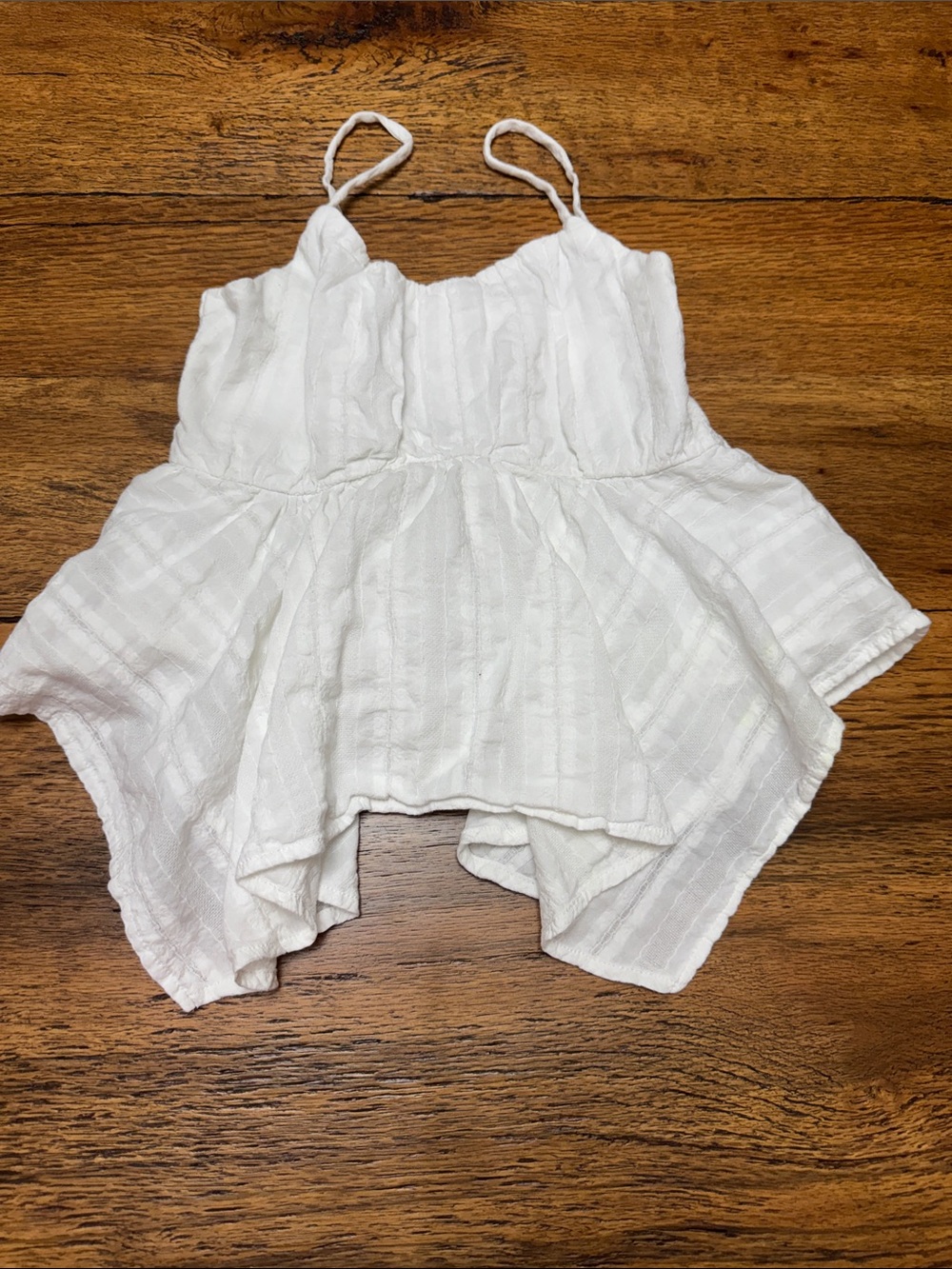 GIRLS 10-12 White Handkerchief-Hem Spaghetti-Strap Camisole